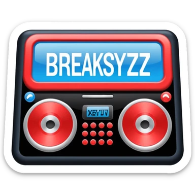 un gif texte qui défile  "BREAKSTYLEZ TV"  change de couleur sur fond noir sur le theme dj sticker