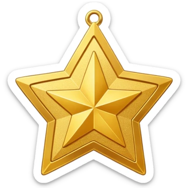 a glittery golden star-shaped medal with a soft cardboard texture sticker