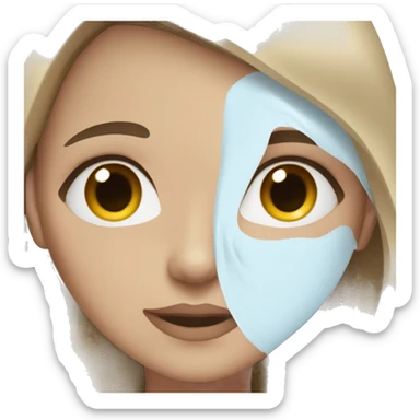 white girl with blue eyes and brown hair doing skincare sticker