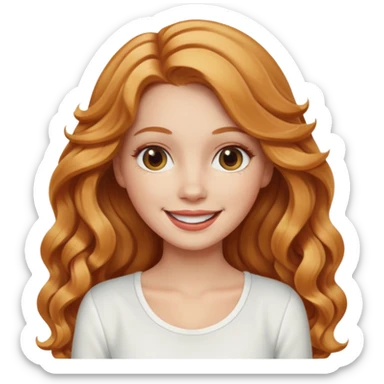 white girl with strawberry blonde supernlong wavy hair, white top  sticker