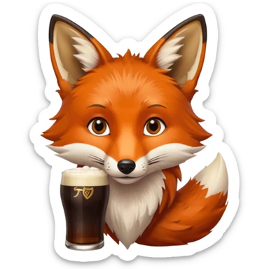 A fox drinking a Guinness  sticker