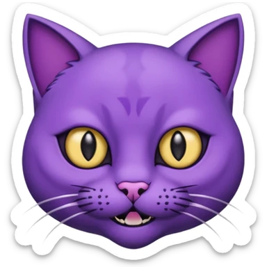 Scary purple cat fully black eye and with mouth a moon Nekless sticker
