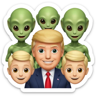 Donald trump with aliens  sticker