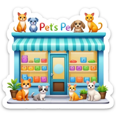 pet shop store with animals sticker