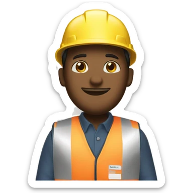 A warehouse worker with vest greeting sticker