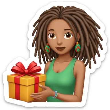 Black woman with locs buying gift sticker