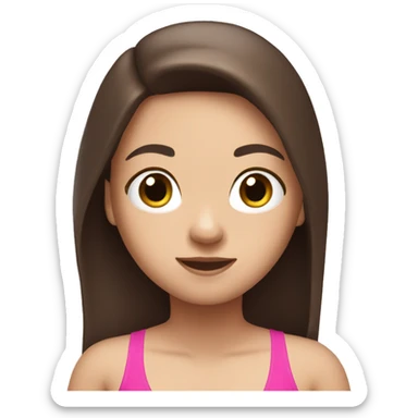 little white girl with pink swimming suit dark brown long hair swimming  sticker