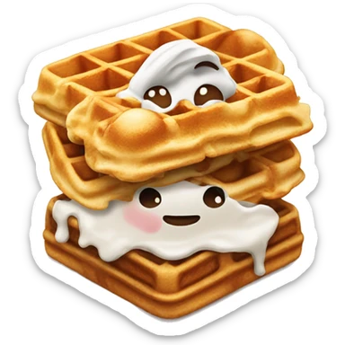 Ice cream on waffles sticker