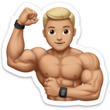 single isolated flexing bicep with arm curled sticker