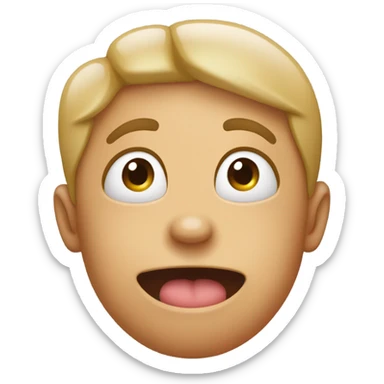 Tongue out, cute eyes, feet in the background, hands on cheeks sticker