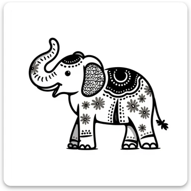 Colorful Indian elephant with decorative patterns sticker