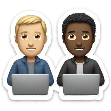 2 white guys with laptops sticker