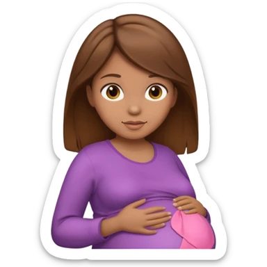 pregnant woman with brown hair and light brown skin sticker