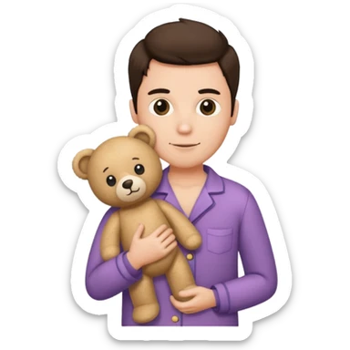 rock & roll fan wearing pajamas and holding a teddy bear sticker