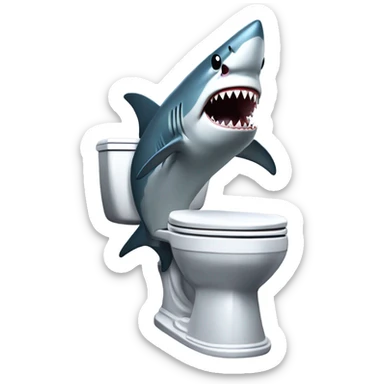 shark sitting on toilet sticker