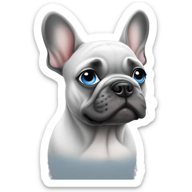 The French bulldog is a light gray monophonic with blue eyes sticker
