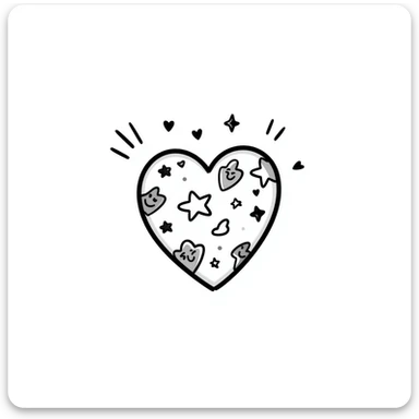 hand drawn heart with playful accents, doodle style sticker