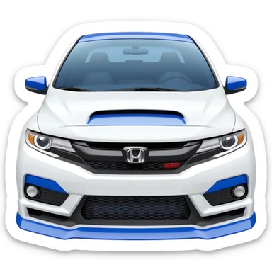 8th gen honda si white with blue spoiler sticker