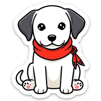 Black lab dog wearing NC State bandana sticker