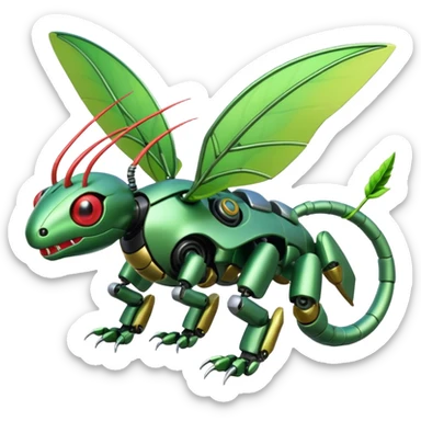 Cyber-robot-mecha-Caterpie-Flygon-Scyther-fusion sticker