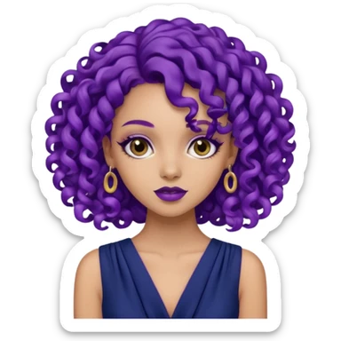 Fashion Model with Purple Curls, navy dress sticker