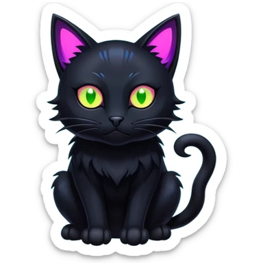 Black Dark Nocturnal Neon-glowing Abyssal Nightly Abyss-Cat-Fakémon Creature sticker