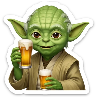 Maître yoda buvant une bière sticker