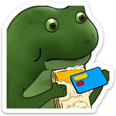 Happy Cat holding credit card and flour  sticker