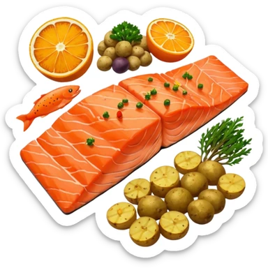 salmon veggies potatoes  sticker