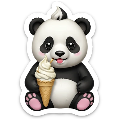 Panda eating ice cream sticker