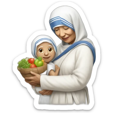 Mother theresa with mano cornuta sticker