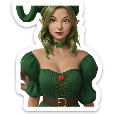 elf girl in green dress sticker