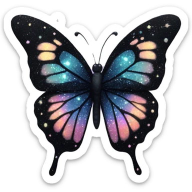 sparkly pastel black galaxy butterfly sticker