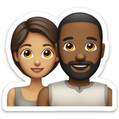 Couple black man with beard and mixed race woman sticker