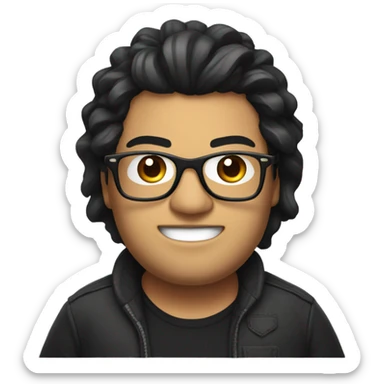 fat streamer with long black hair and glasses sticker