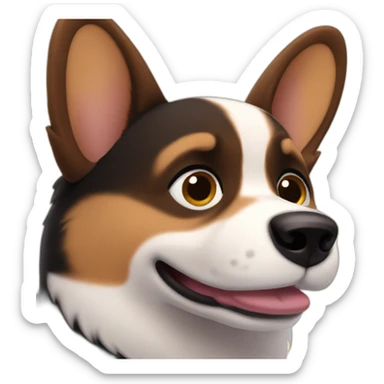 Black corgi Pixar style sad sticker