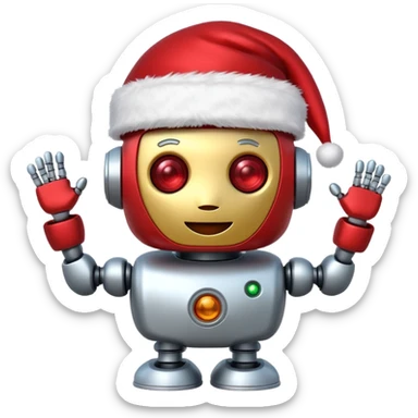 robot with a santa hat  sticker