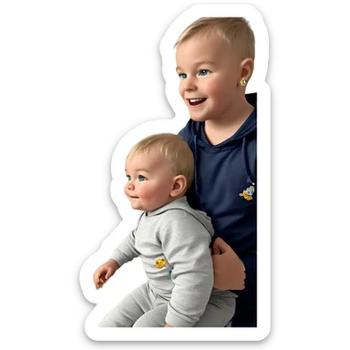 baby boys with flowers sticker