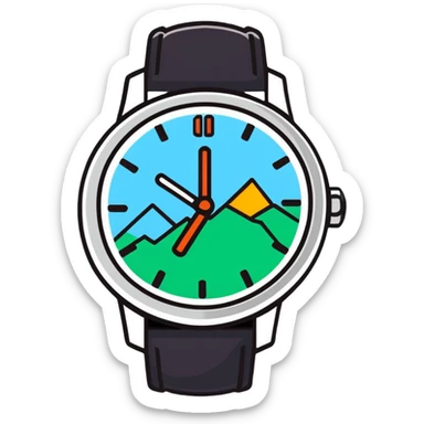 Swiss wealth manager with Alps background, Swiss watch, and financial charts sticker