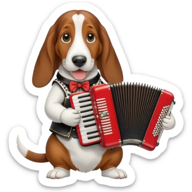 bassethound with accordeon sticker