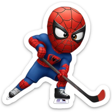 spiderman playing hockey sticker