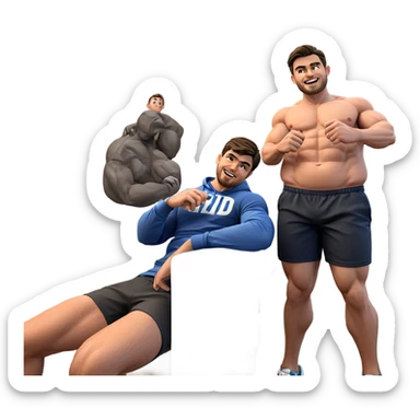 muscular boys indoors together sticker