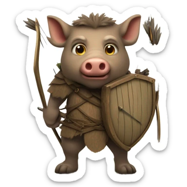 medieval humanoid boar with bow and arrows sticker