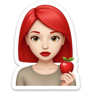 in the style of apple IOS emojis, give me a girly whole person emoji, with big red lips and eyelashes, and hour-glass curvy frame in a neutral pose sticker