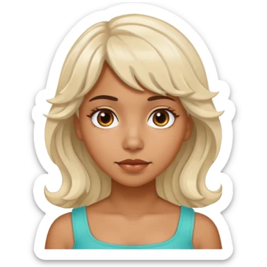 latina girl with bleached wavy hair and brown hair with bangs sticker