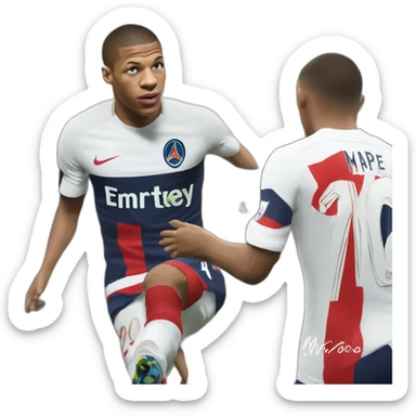 Vue sur Mbappe dans son dos écrit Mbappe 10 sticker