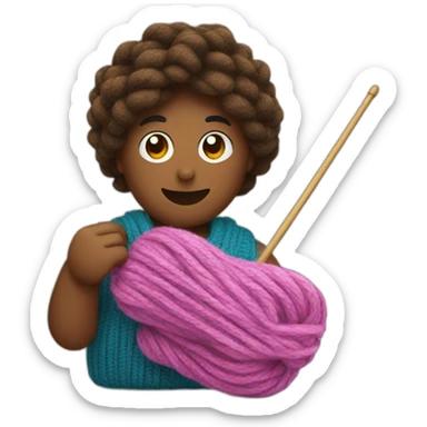 Knitting with knitting needles and yarn sticker