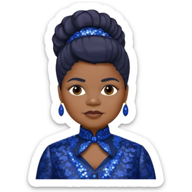 Ida B Wells with dark brown hair, indigo sequin outfit  sticker