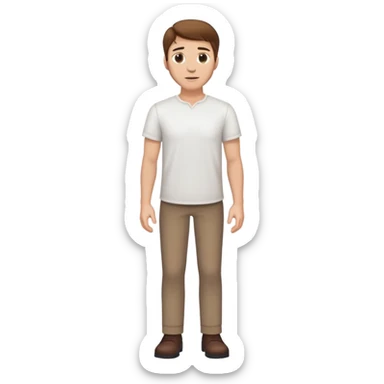 White Man standing with brown hair and white shirt full body sticker