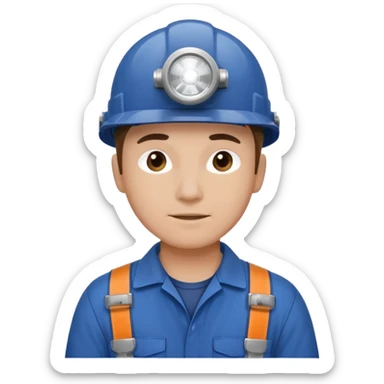 Technician + headlamp + blue jumpsuit, Repair Crew. sticker